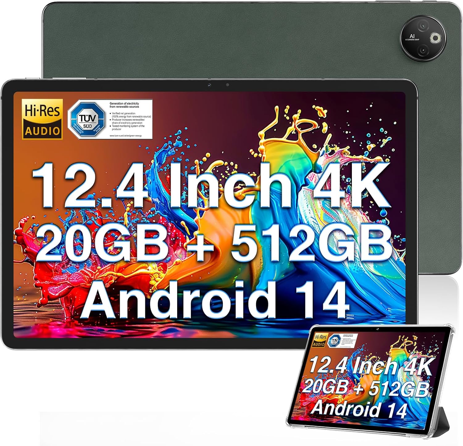 DOOGEE T30 MAX 12.4" Tablet 4K Android 14, 20(8+12) GB RAM 512GB ROM (2TB TF), 1...