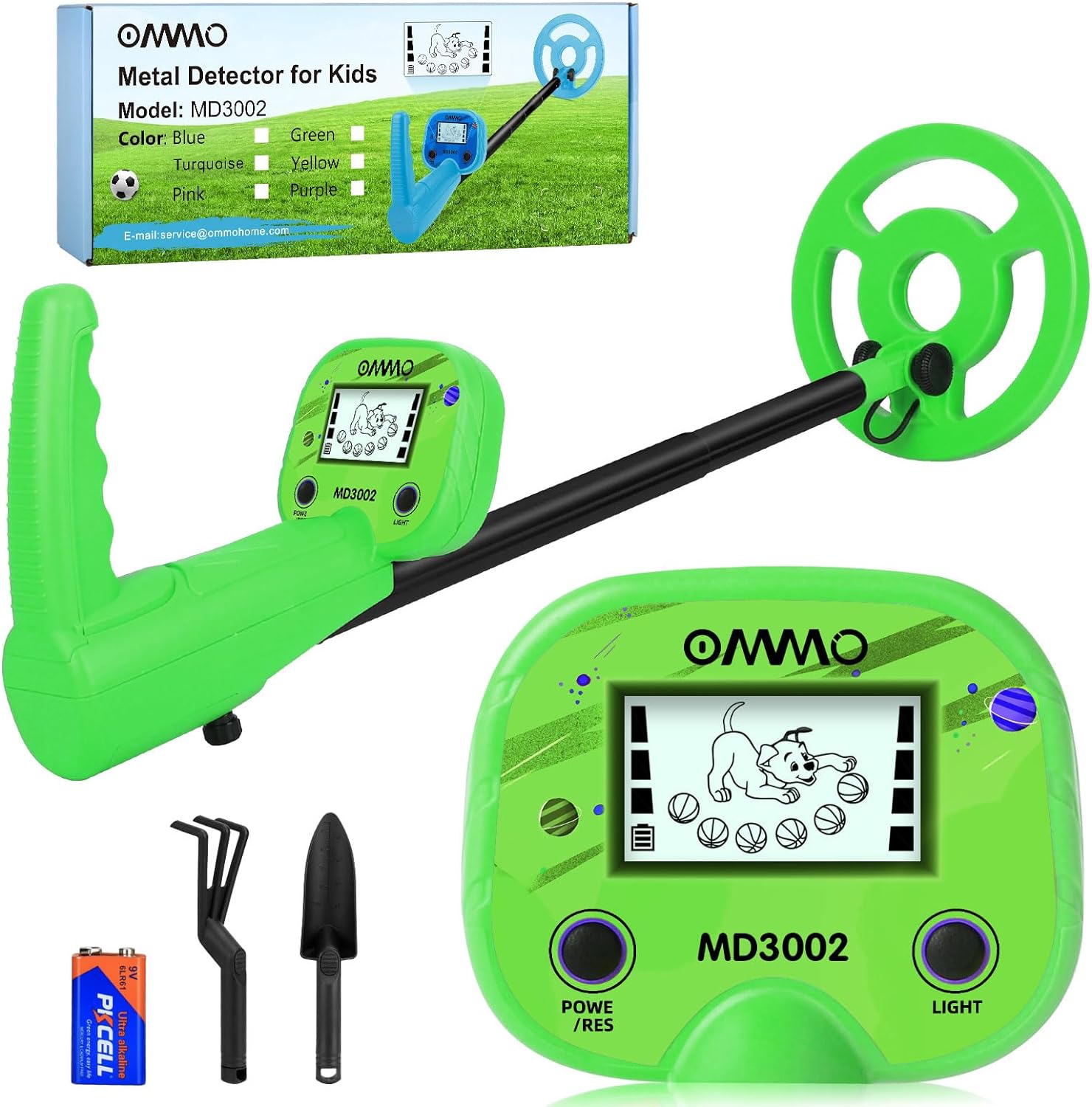 OMMO Metal Detector, Big LCD Display with Backlit, Aluminum Stem 17-32'' Adjusta...