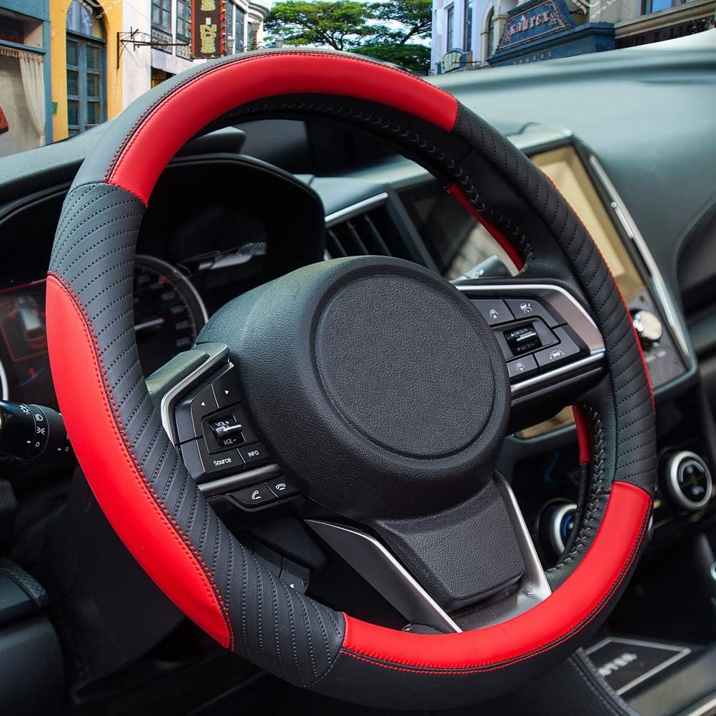 Car Steering Wheel Cover Leather - Soft Microfiber Steering Wheel Cover Universa...