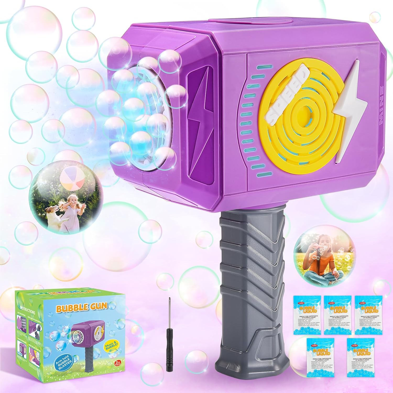 Bubble Machine, Grriopi Bubble Gun Bubble Machine for Kids Outdoor Toys for 3-12...