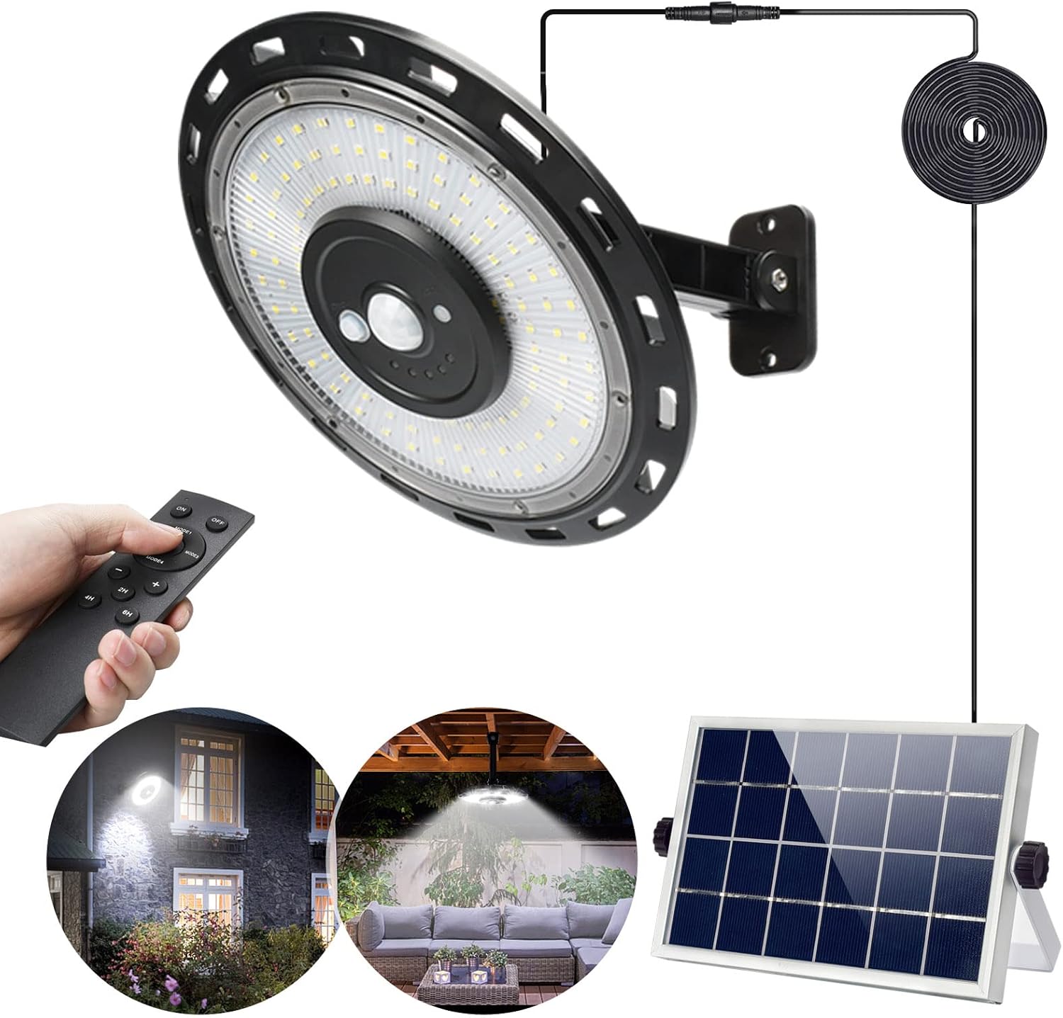 Outdoor Solar Lights with Remote,108 LED 1200 LM Solar Security Motion Sensor Li...