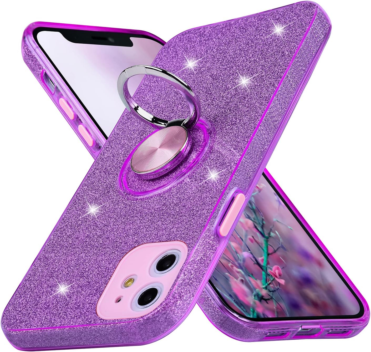 wisdompro Glitter Case for iPhone 11, Cute Bling Sparkle Protective Case with Ri...