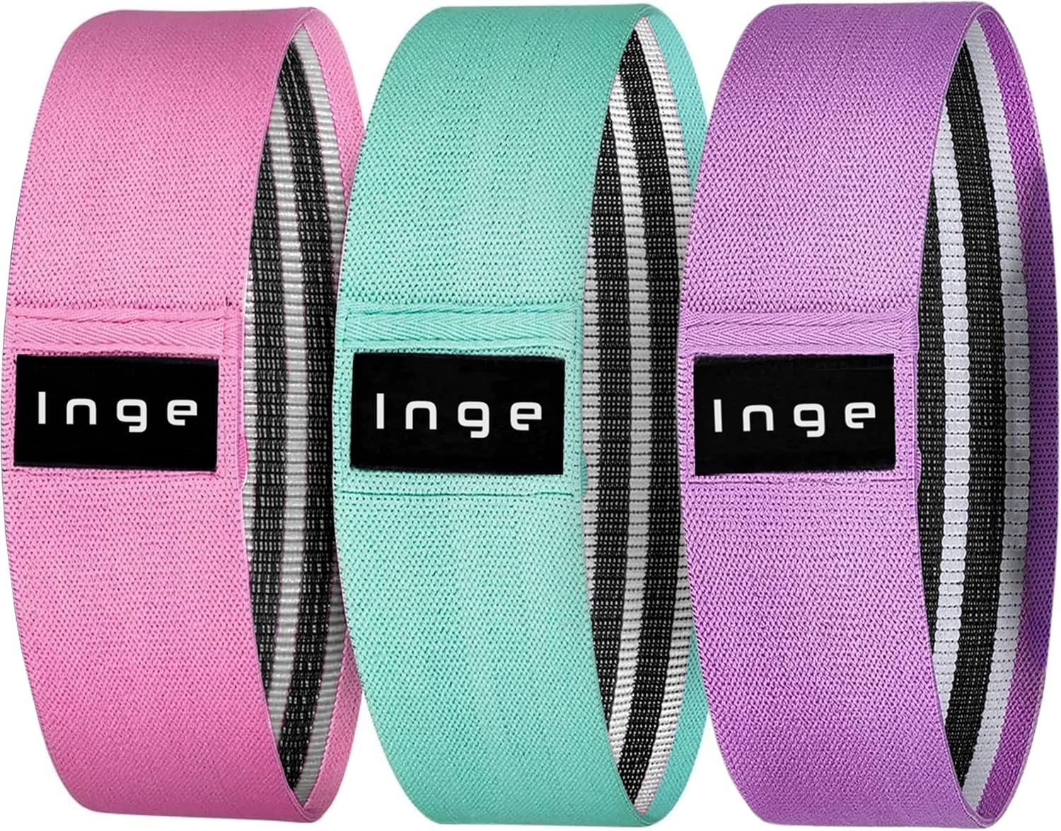 Inge 3 Pack Fabric Resistance Bands | Glute Bands | Non-Slip Exercise Bands for...