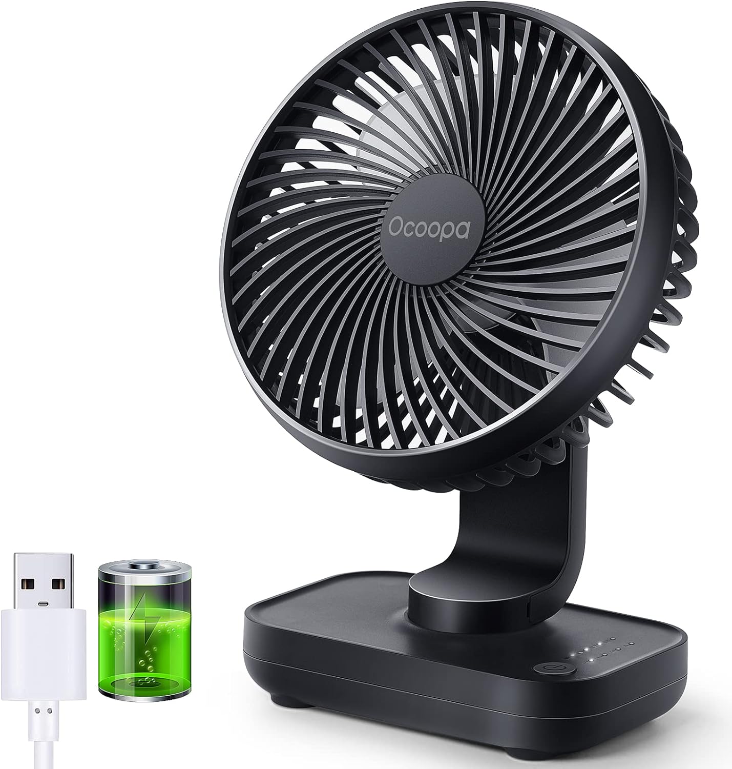 OCOOPA USB Desk Fan, 4000mAh Rechargeable Battery Operated Table Fan, 4 Speeds 5...