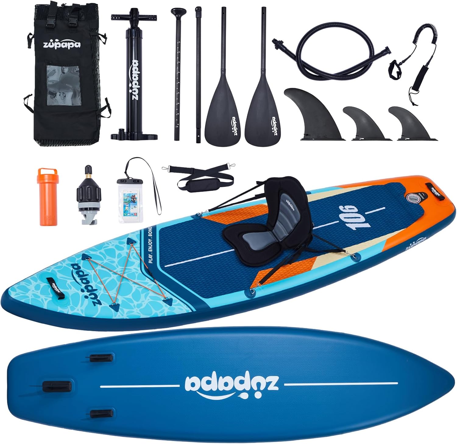 Zupapa 10'6 Stand Up Paddle Board with Kayak Seat,Inflatable Paddleboards,Adjust...