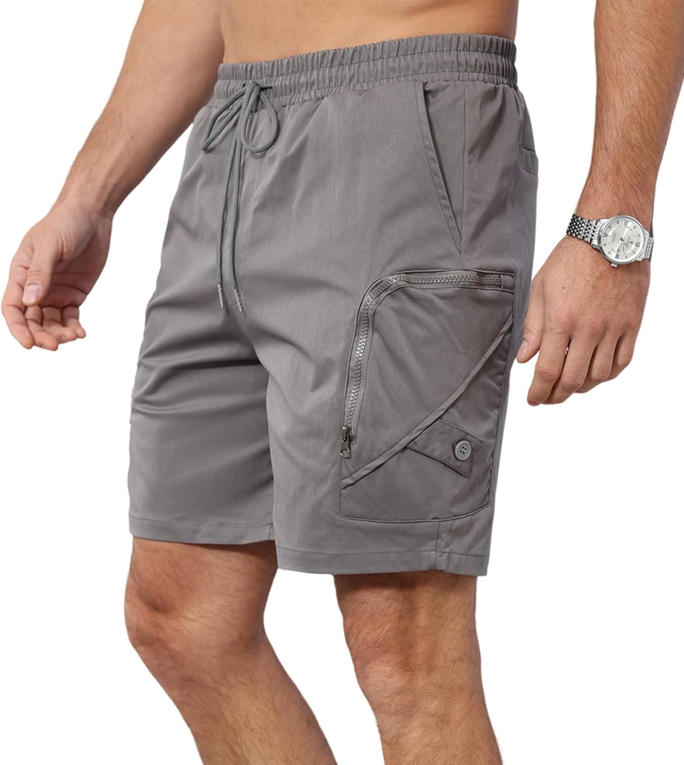 Mens Cargo Short Classic-Fit Casual Cotton Combat Shorts Summer Half Pants with...