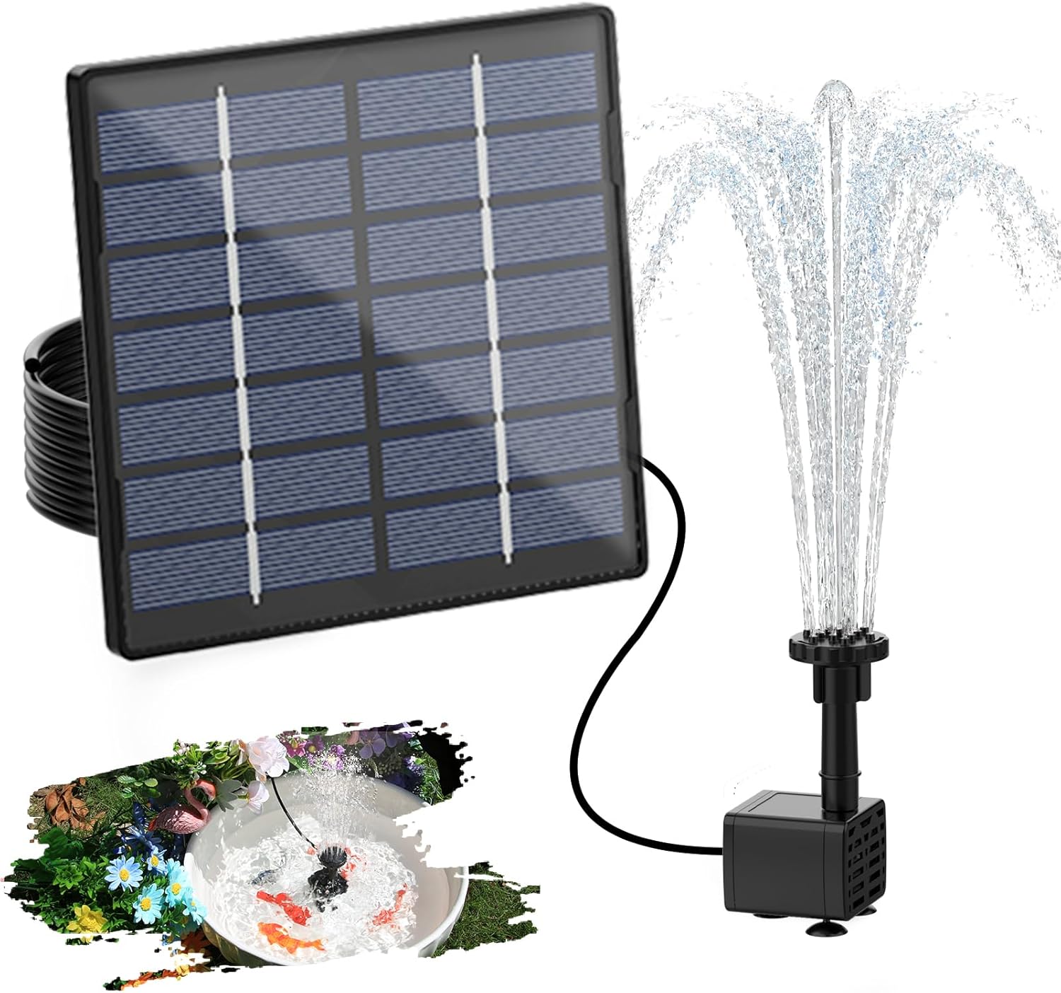 ASITIN Solar Water Fountain for Bird Bath, 2024 Upgraded DIY Solar Fountain with...
