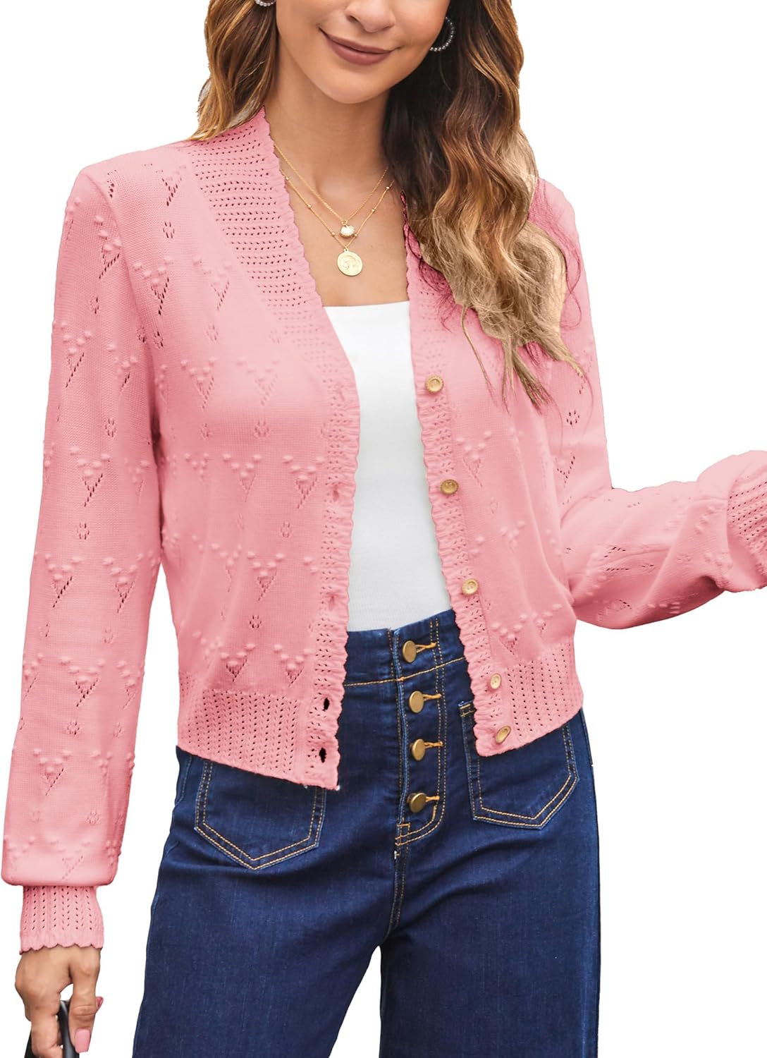 Belle Poque Women's Vintage Cardigan Shawl Lapel V Neck Bolero Button-up Knitwea...