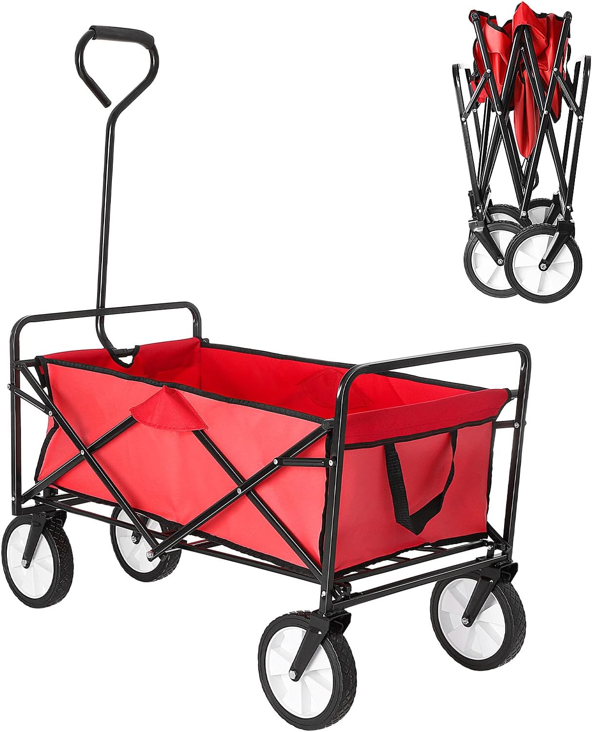 Trintion Folding Camping Wagon Collapsible Garden Cart Heavy Duty Beach Trolley...