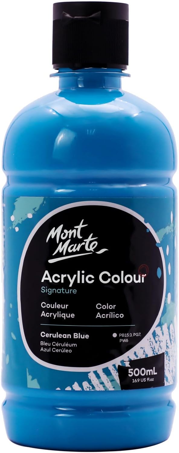 MONT MARTE Signature Cerulean Blue Acrylic Paint, 16.9oz (509ml), Semi-Matte Fin...
