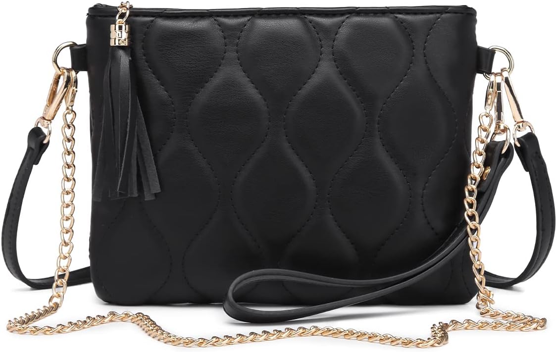 Miss Lulu Small Crossbody Bag Soft Pu Leather for Women Chain Bag Black-small