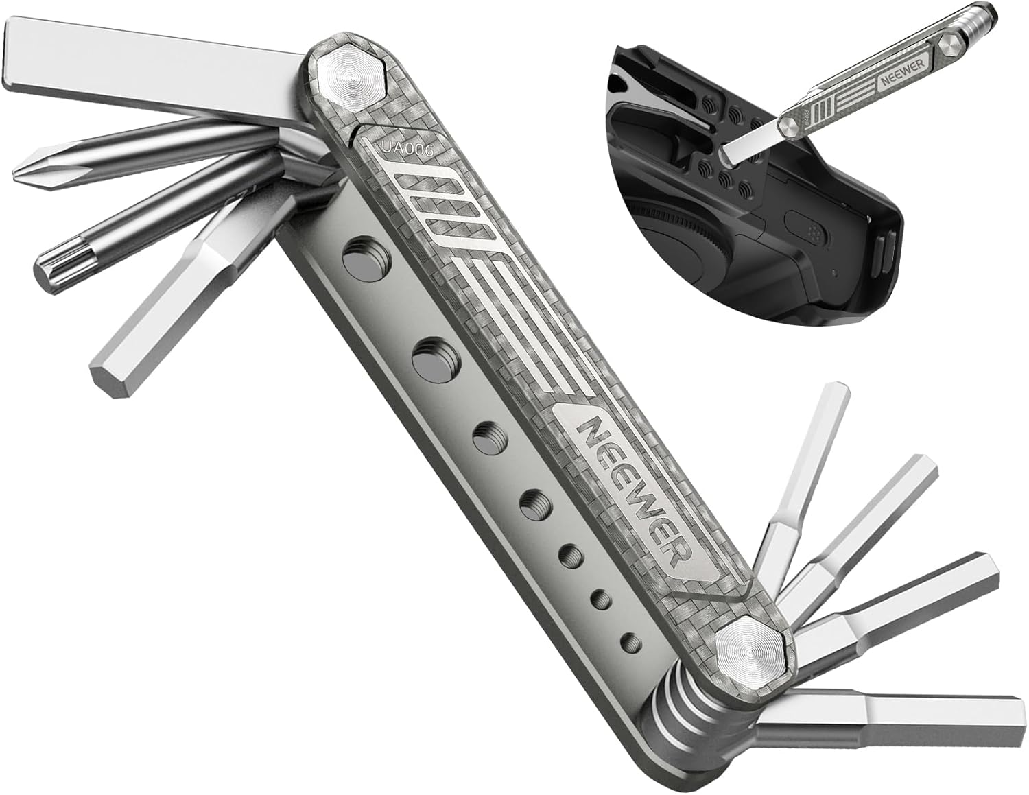 NEEWER 8 in 1 Folding Screwdrivers Tool Set: 3 Screwdrivers, 5 Hex Keys, 7 Threa...