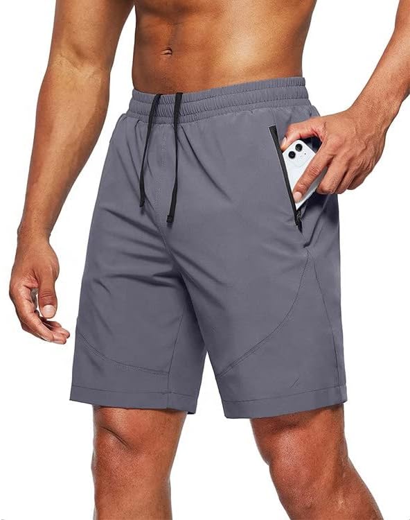 Tansozer Mens Gym Lightweight Shorts with Elastic Waist Quick Dry XXL Grey
