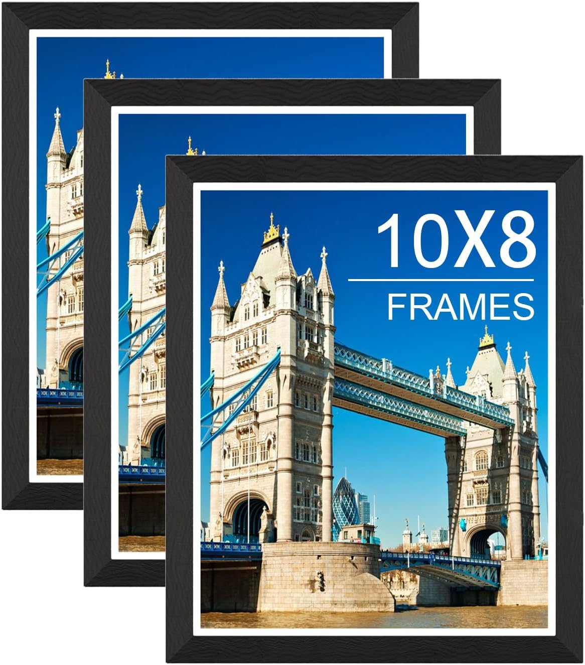 Bobeen 10x8 Picture Frames, Pack of 3 Black Photo Frame (25x20cm) for Table Top...
