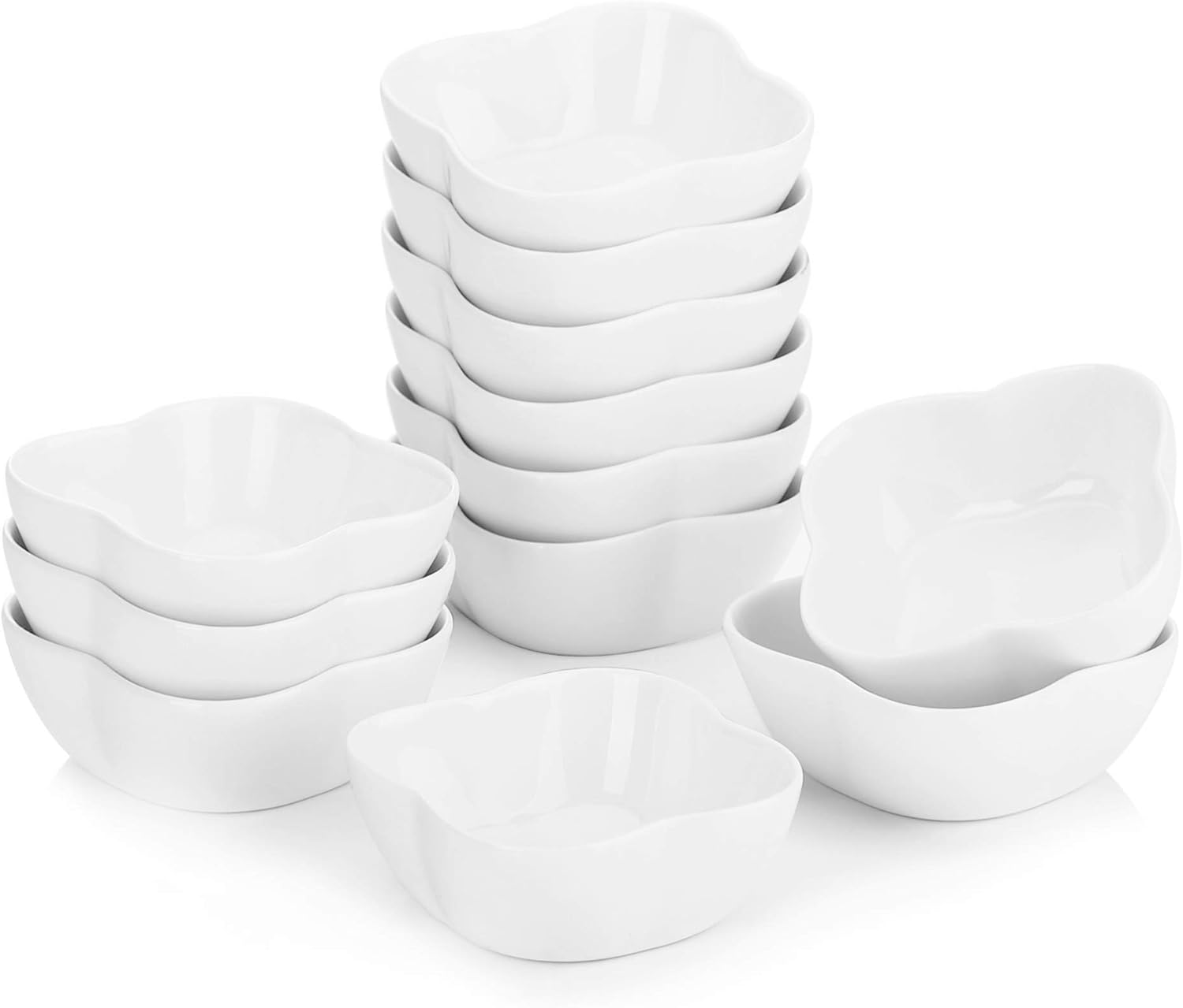 MALACASA Ramekins Set of 12, 75ML Porcelain Dipping Bowls Small Creme Brulee Ram...