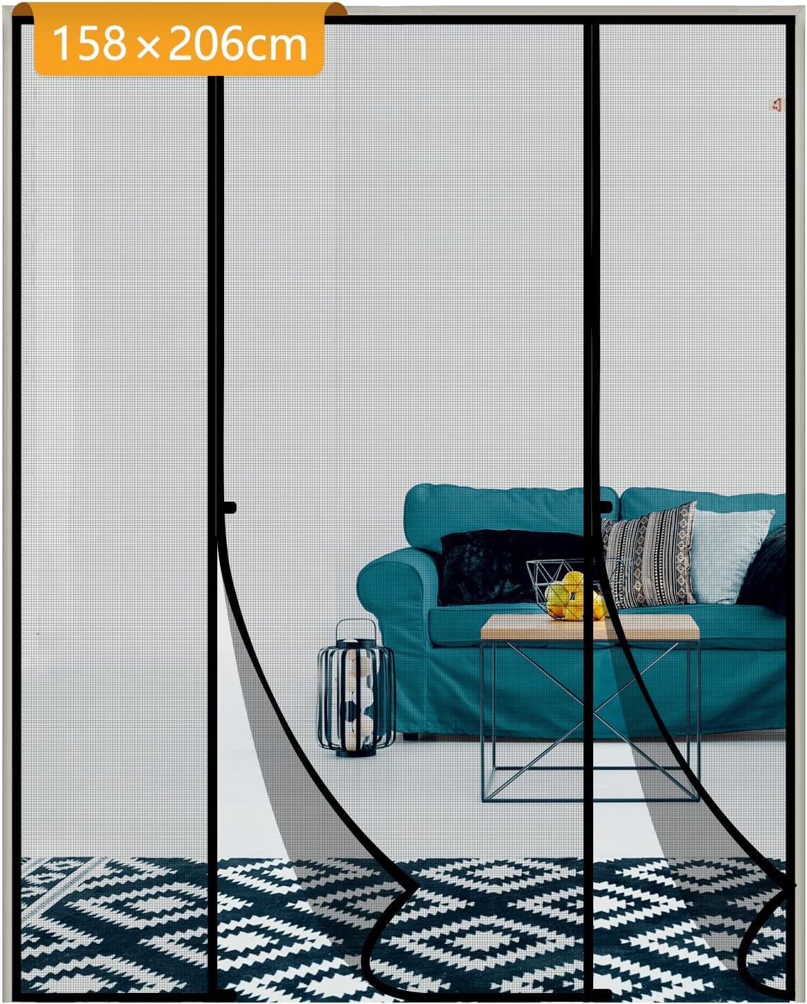 Yotache Fly Screen Door 158 x 206 cm, Reinforced Polyester Double Door Screen Cu...
