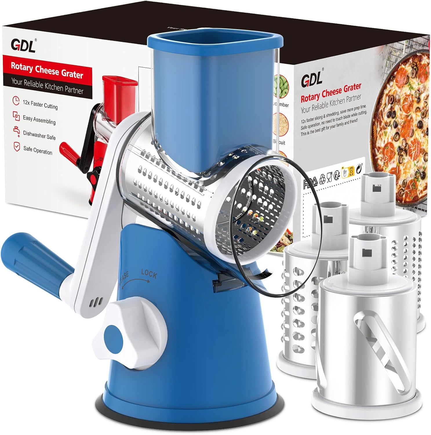 Cheese Grater Rotary, Rotary Grater for Kitchen, Kitchen Grater Vegetable Slicer...