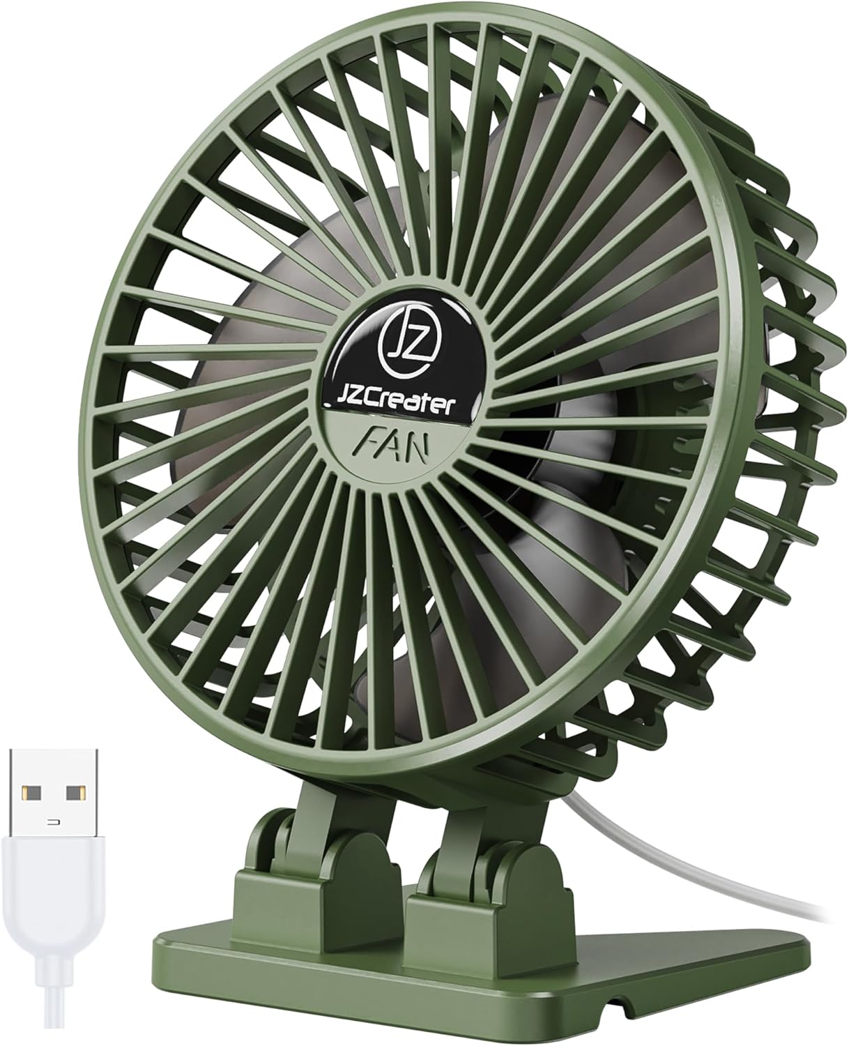 JZCreater USB Desk Fan, Mini Fan Portable, 3 Speeds Desktop Table Cooling Fan, P...