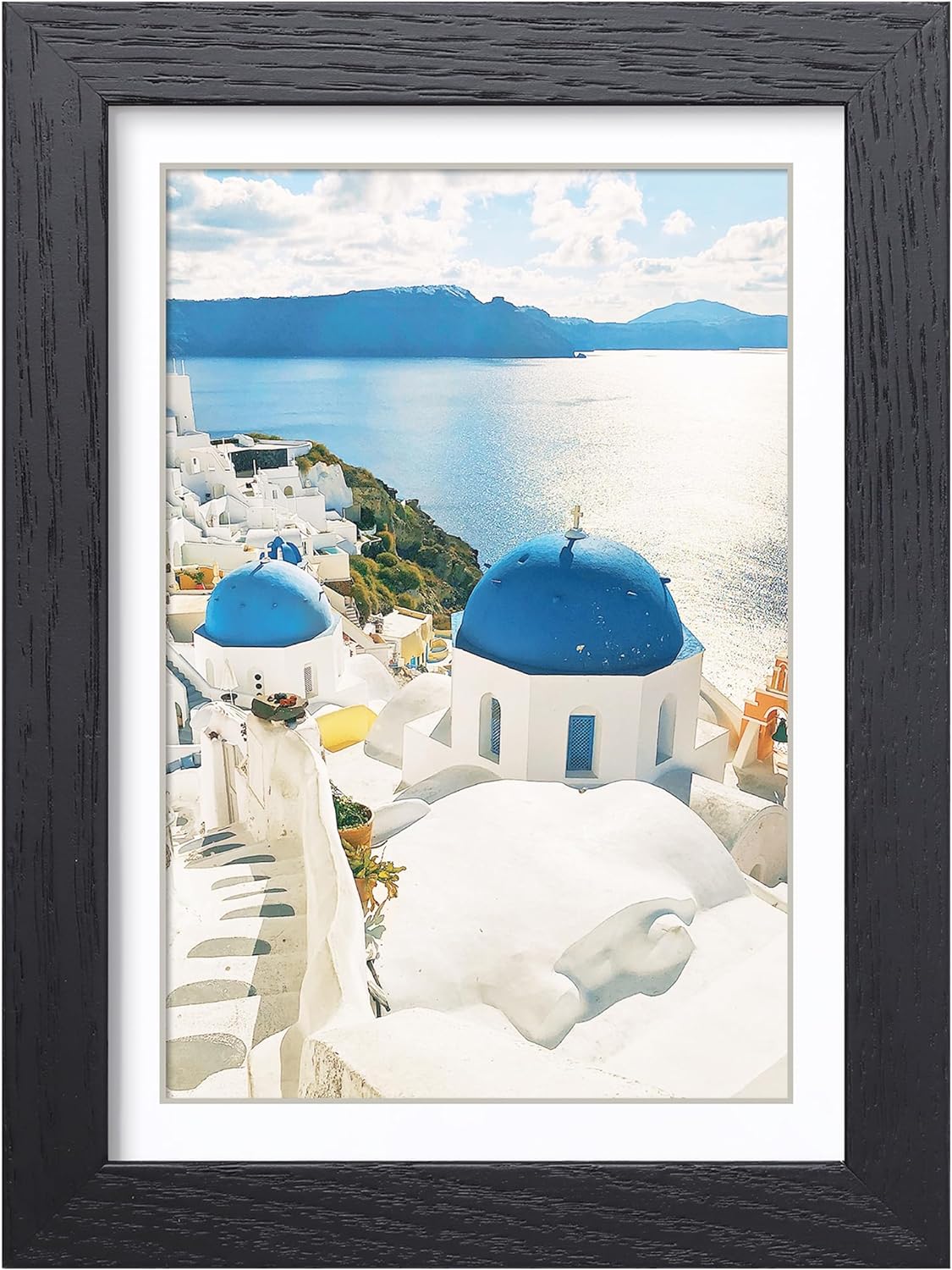 Axeman 5x7 Picture Frame with Mat for 4x6, Solid Oak Wood Picture Frames with Te...