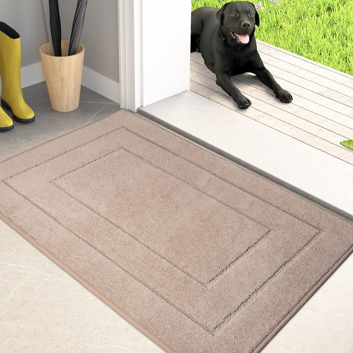 PURRUGS Dirt Trapper Door Mat 24" x 35.5", Non-Slip/Skid Machine Washable Entryw...