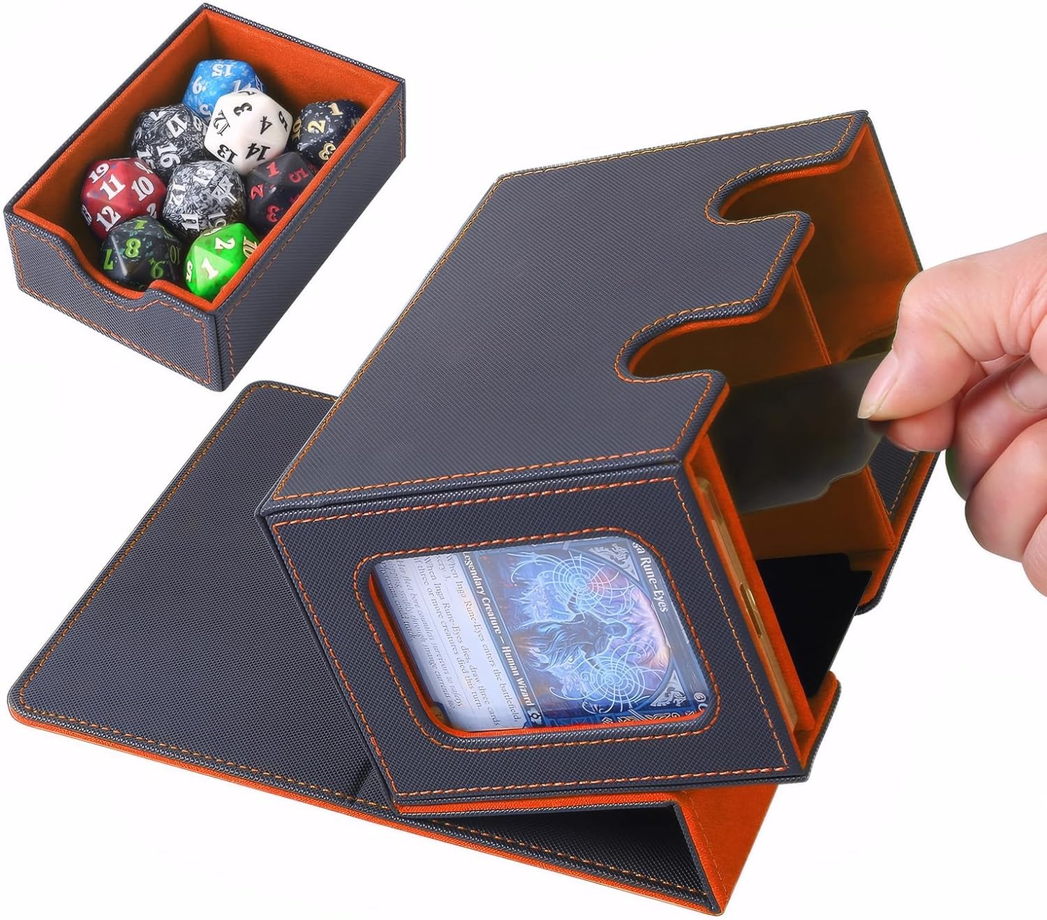 MTG Deck Box for Commander or Prime Card Display with Dice Tray,Card Deck Box Fi...