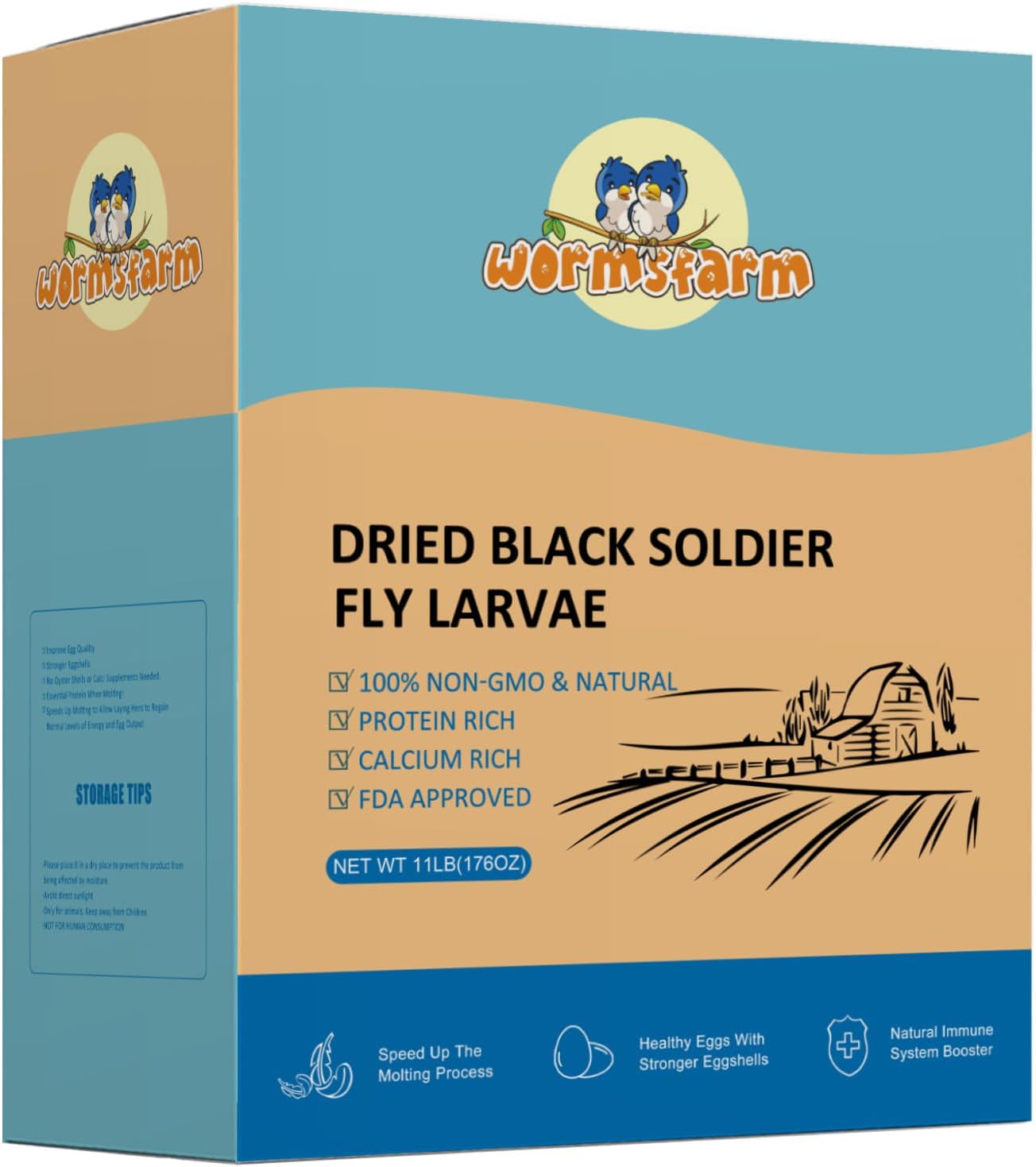 11LB Dried Black Soldier Fly Larvae Treats for for Chicken Laying Hens,Blue Bird...