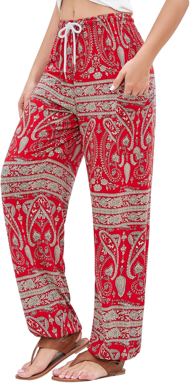 QIANXIZHAN Women's Harem Pants, Hippie Palazzo Pants Boho Joggers Yoga Clothes w...