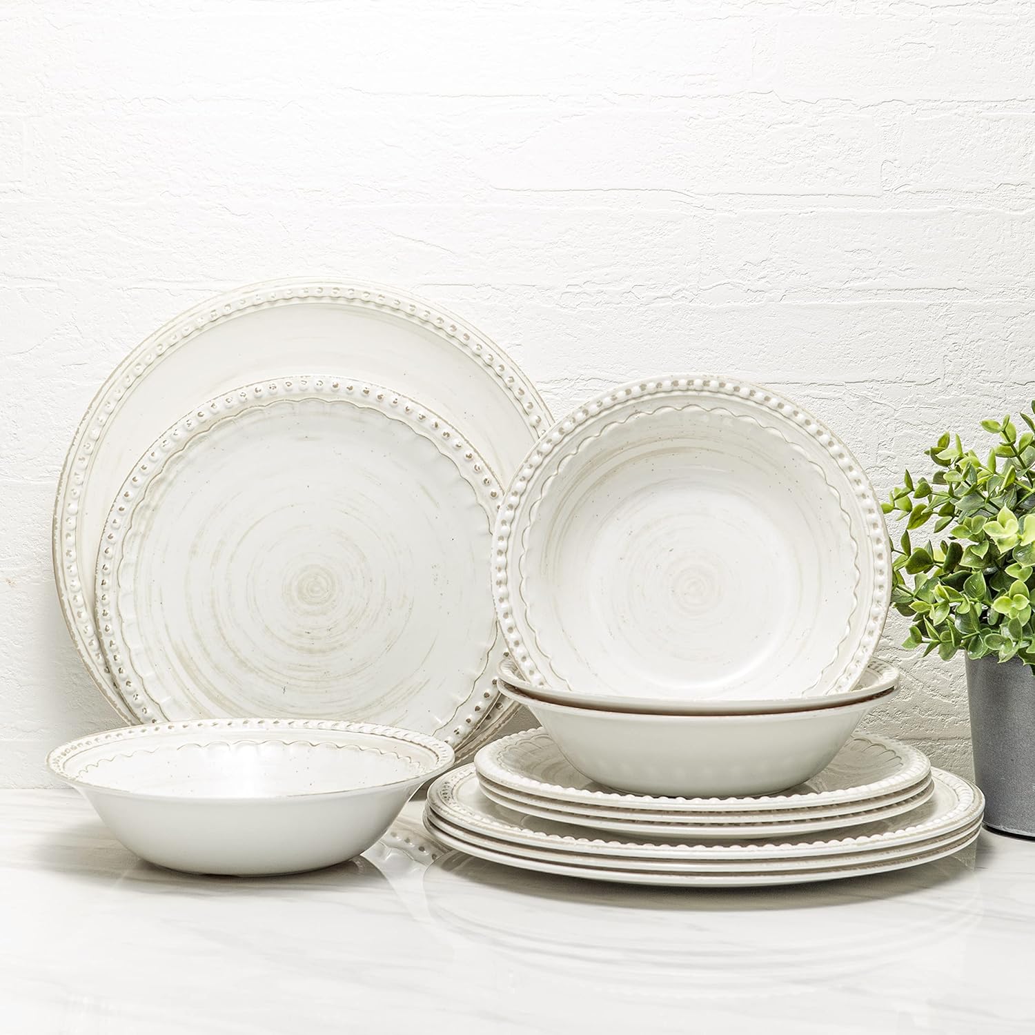 Zak Designs Melamine Dinnerware Set, 12-Piece, Service for 4, French Country Hou...