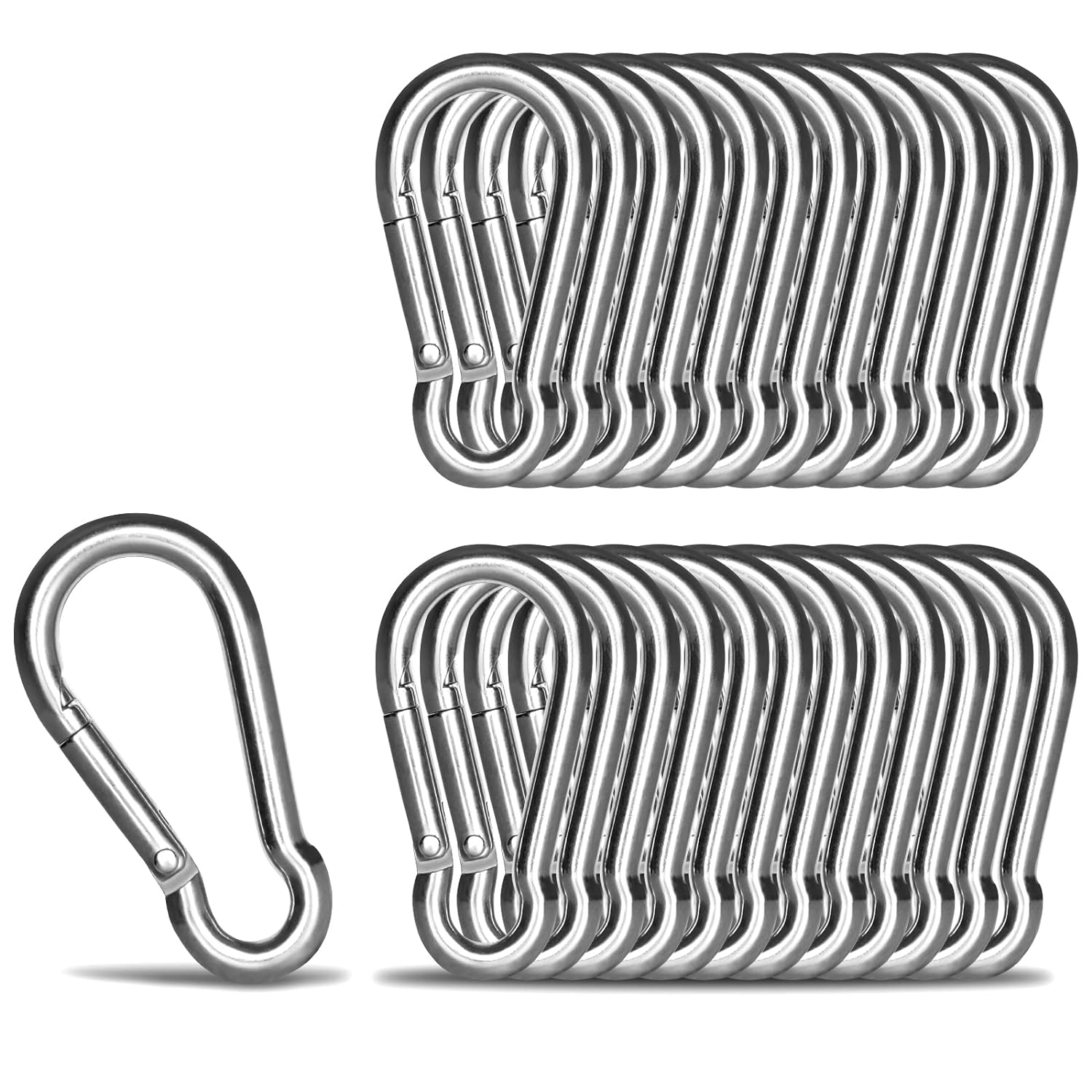 KINLINK 25 Pack 304 Stainless Steel Carabiner Clip, 1.97 inch Heavy Duty Spring...