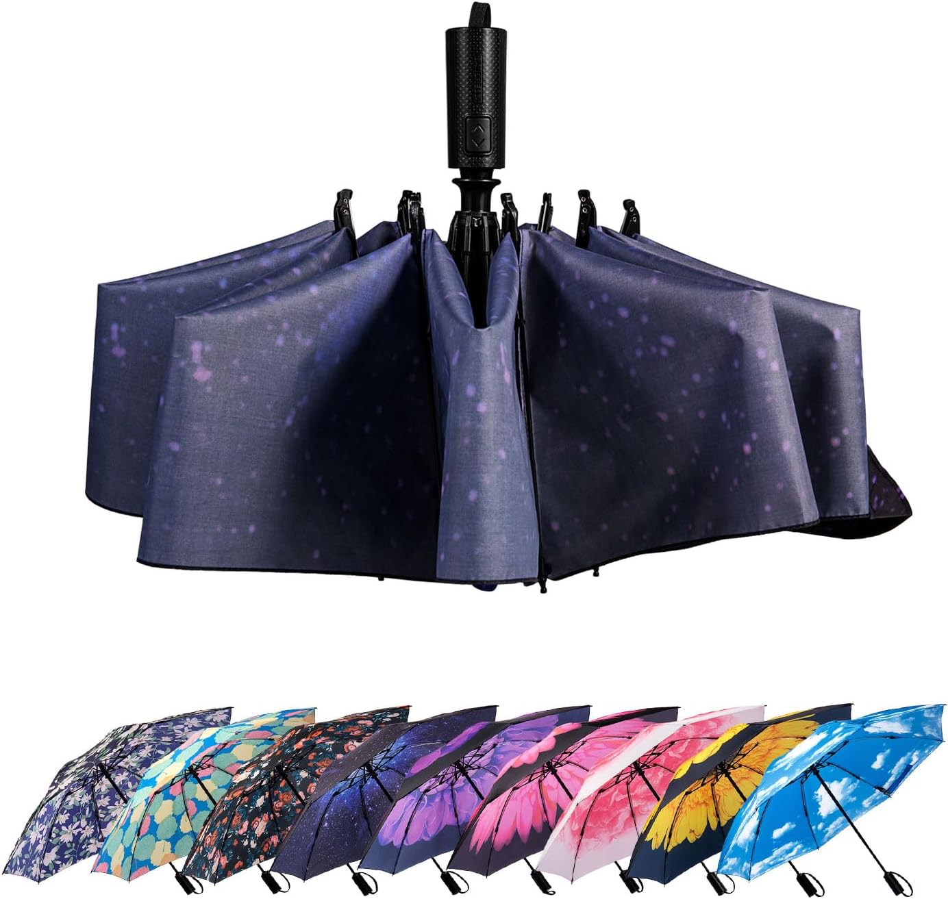 LANBRELLA Compact Reverse Folding Umbrella Auto Windproof Travel Umbrella T2.4-S...