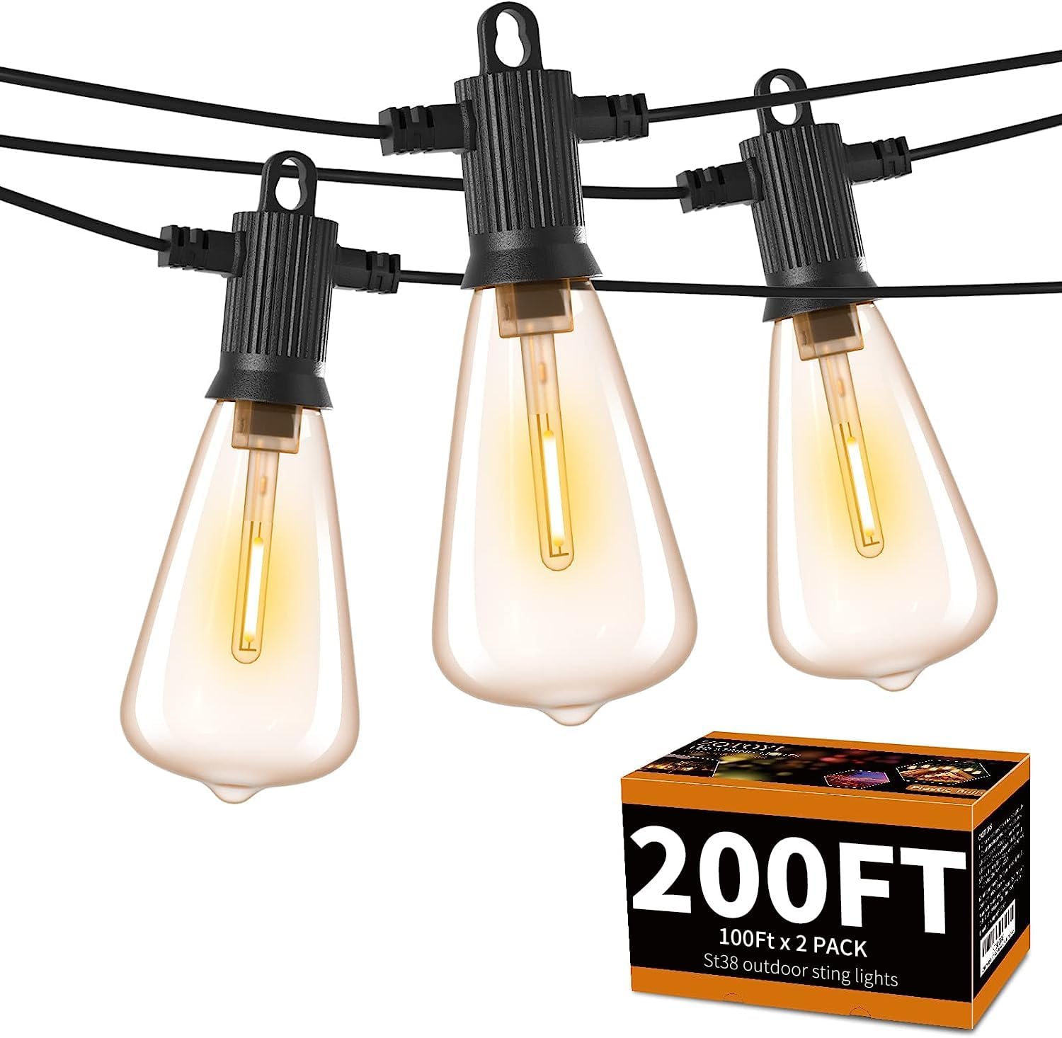 ZOTOYI Outdoor String Lights 200 FT, Waterproof IP65 Patio String Lights for Out...