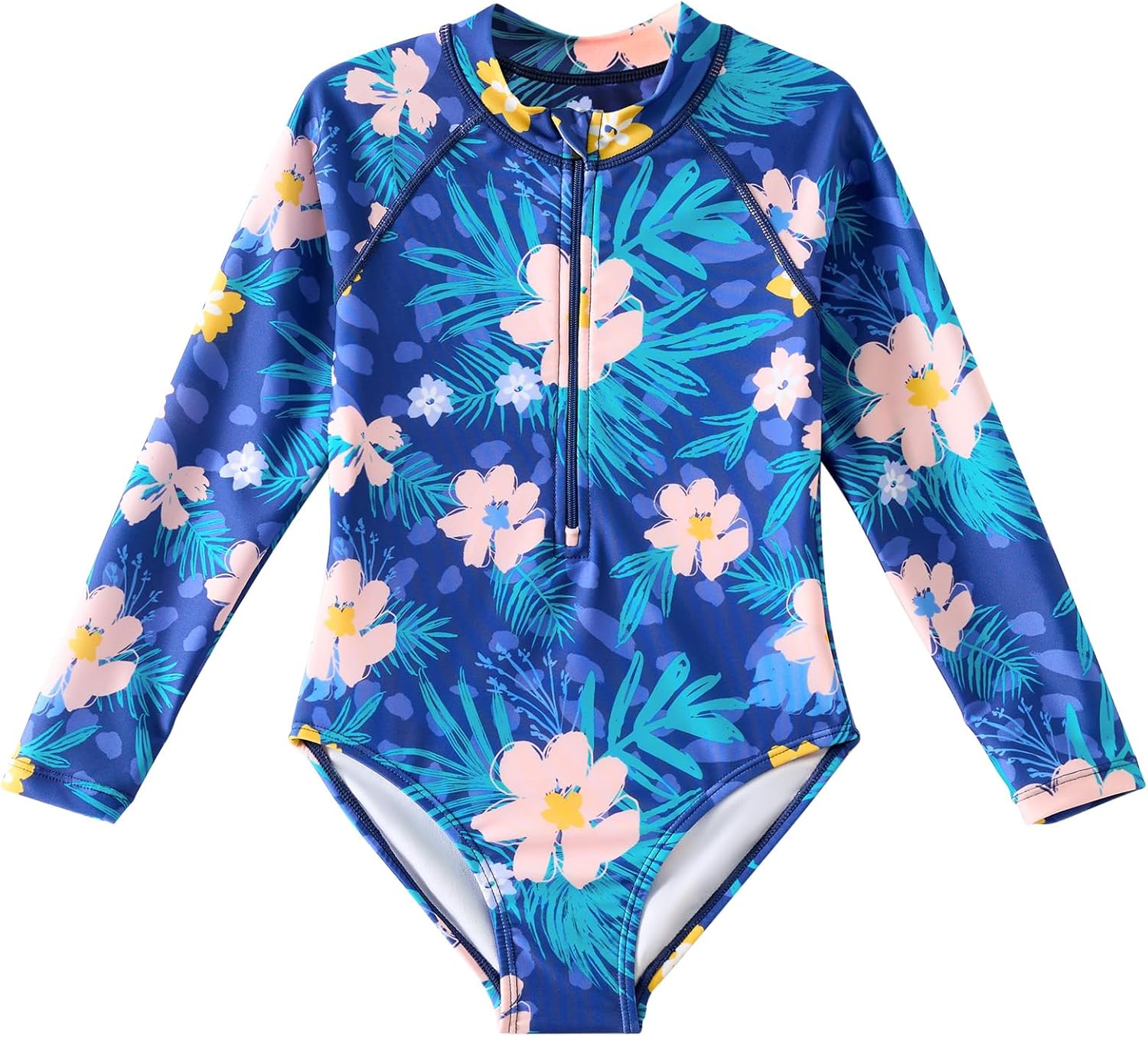 Girls Long Sleeve Swimsuits One Piece Rash Guard Bathing Suit UPF50+ Toddler Kid...