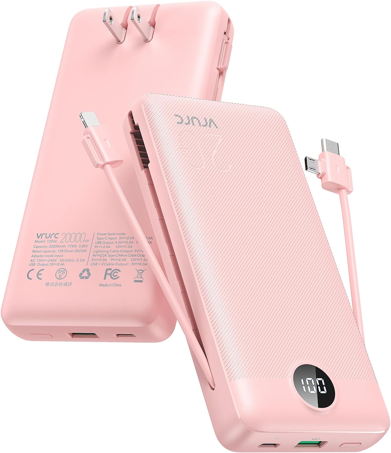 VRURC Portable Charger 20000mAh, Fast Charging Power Bank USB C,4 Output 2 Input...
