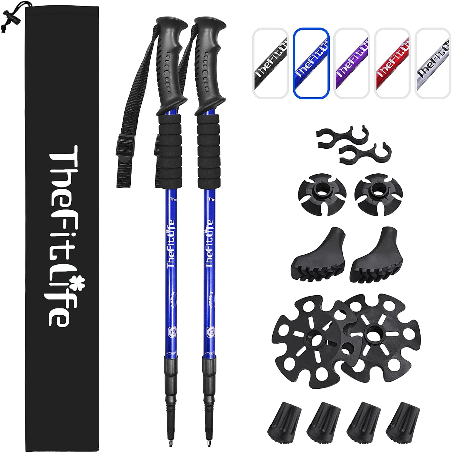 TheFitLife Nordic Walking Trekking Poles - 2 Sticks with Anti-Shock and Quick Lo...