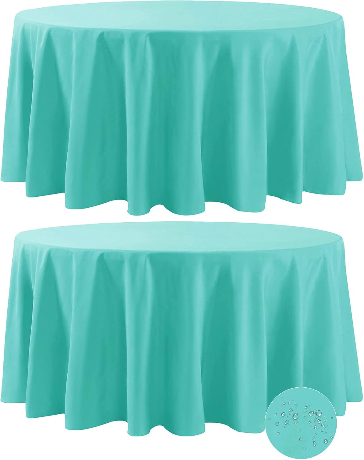 2 Pack Waterproof Round Tablecloth, 120 Inch, Stain Resistant and Wrinkle Polyes...