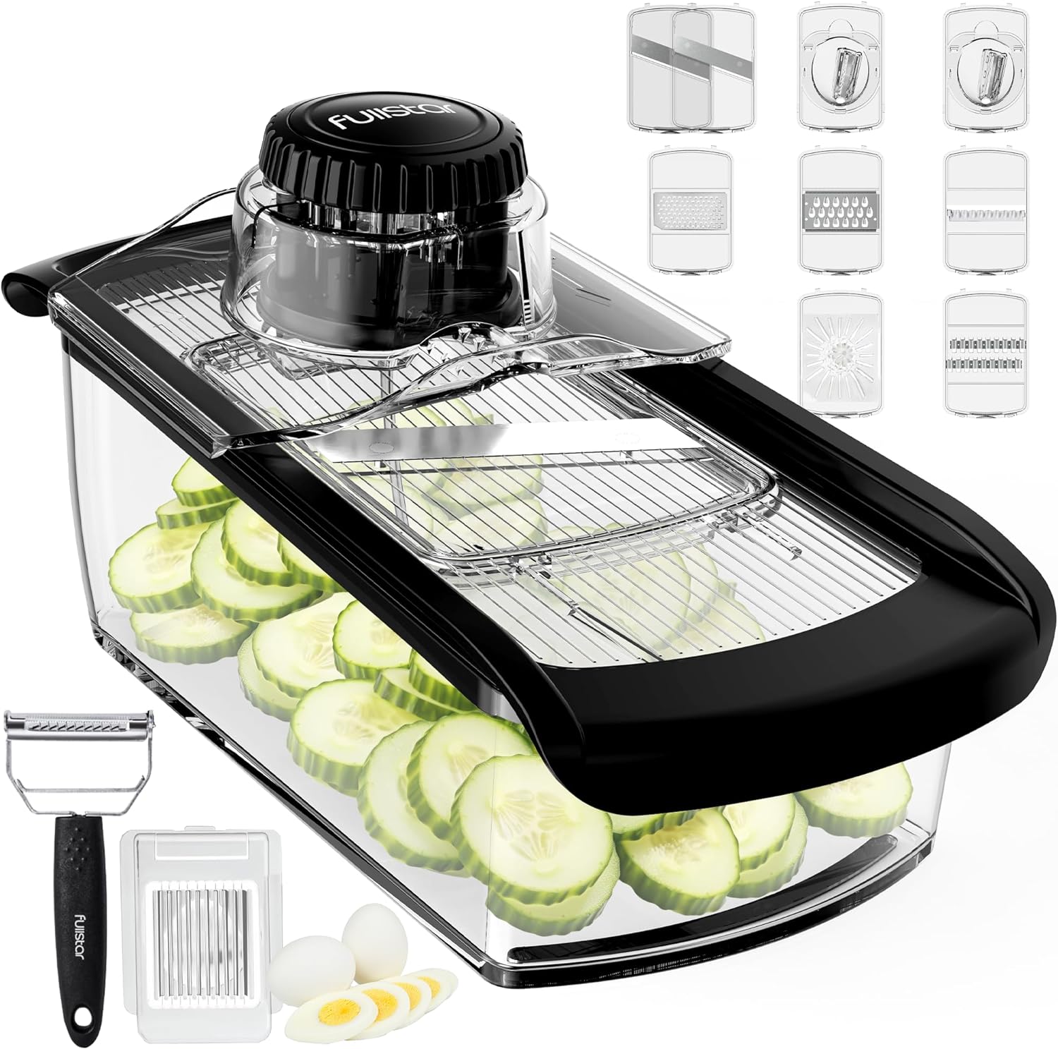 Fullstar Mandoline Slicer for Kitchen, Cheese Grater Vegetable Spiralizer and Ve...