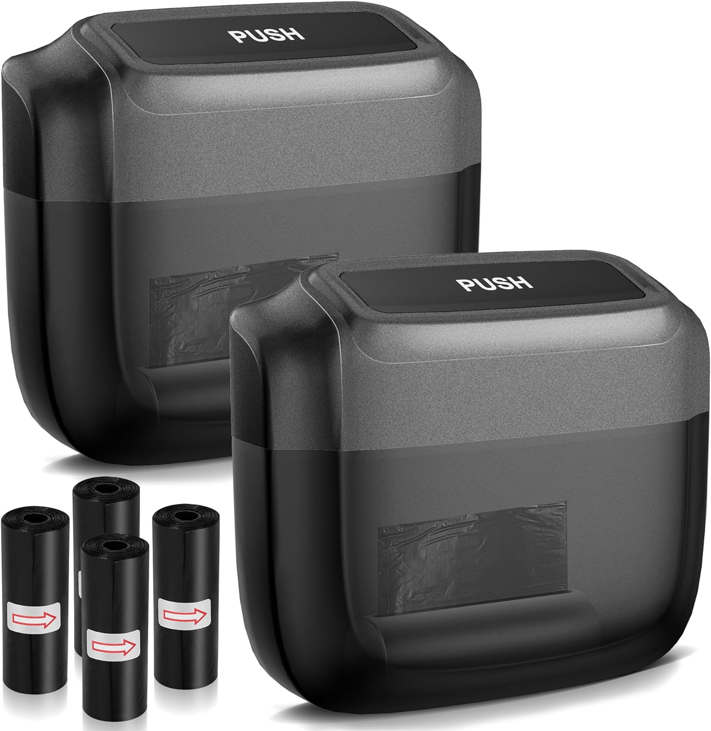 2 Packs Car Trash Can with Lid，Built-in Storage G...