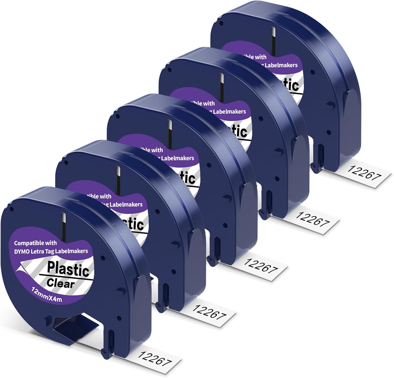 5 X Plastic Transparent Label Maker Tape Replacement for Dymo Letratag Refills,...