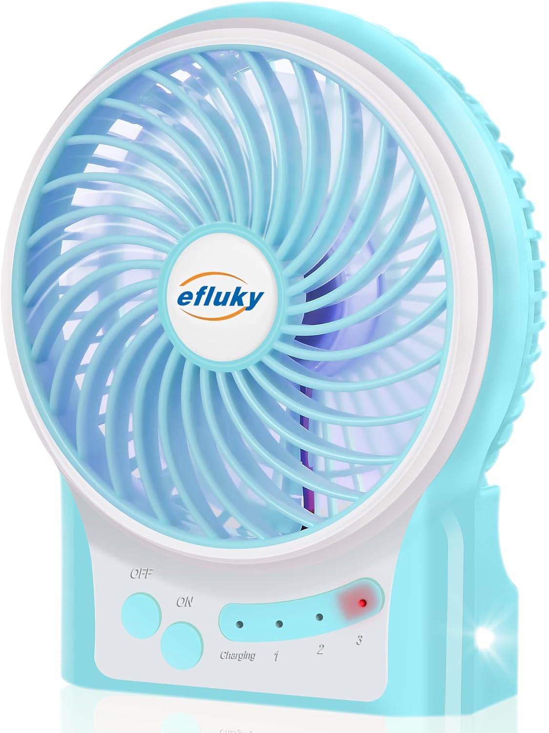 efluky 3 Speeds Mini Desk Fan, Rechargeable Battery Operated Fan with LED Light,...
