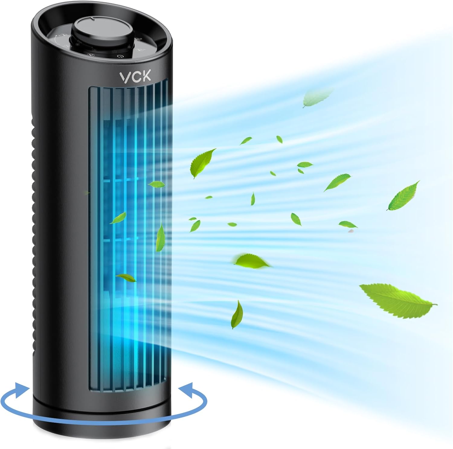 VCK 80° Oscillating Fan, 13'' Tower Fan Bladeless Desk Fan with 3 Speeds, Quiet...