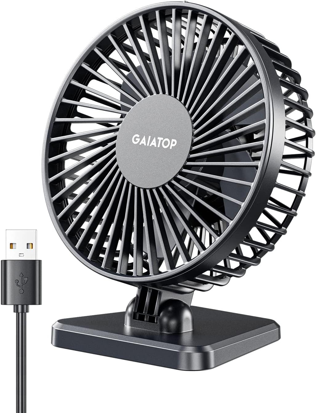 Gaiatop USB Desk Fan, Small But Powerful, Portable Quiet 3 Speeds Wind Desktop P...