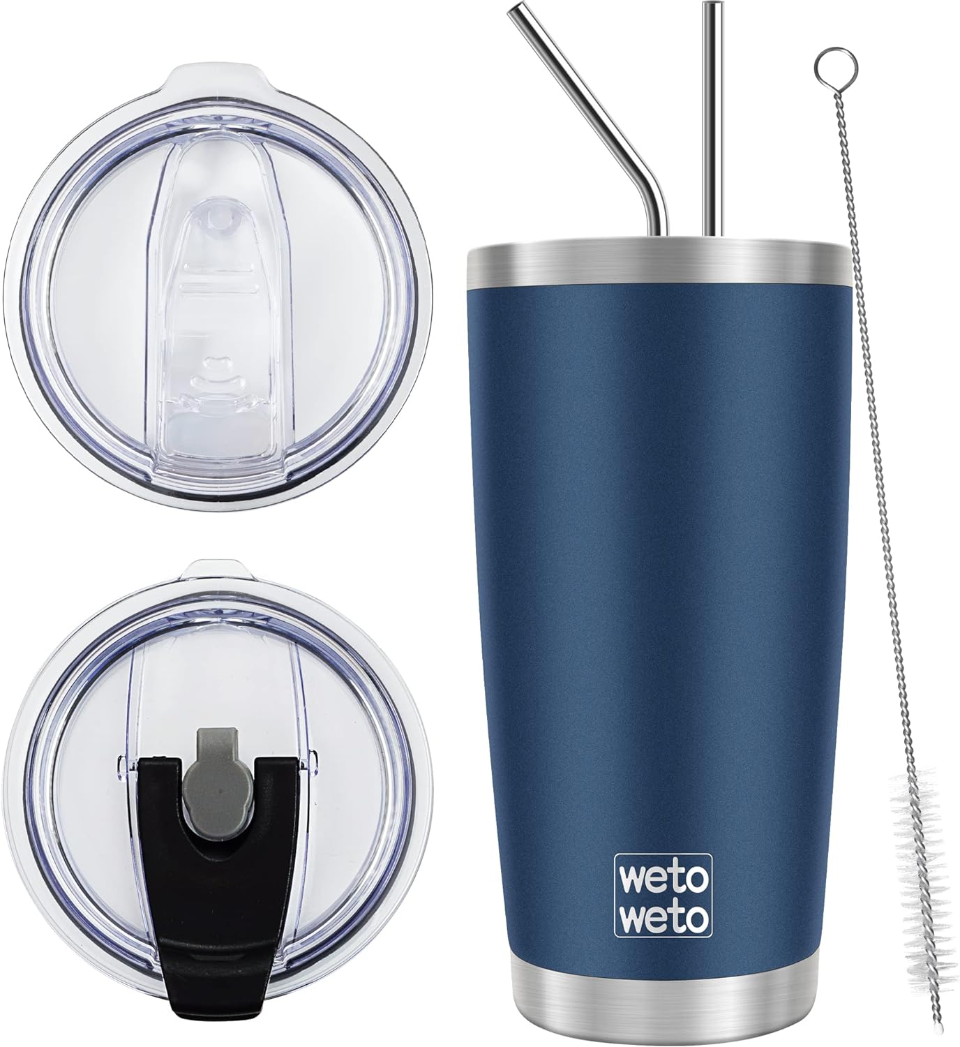 WETOWETO 20oz Tumbler with 2 lids and 2 straws, Stainless Steel Vacuum Insulated...
