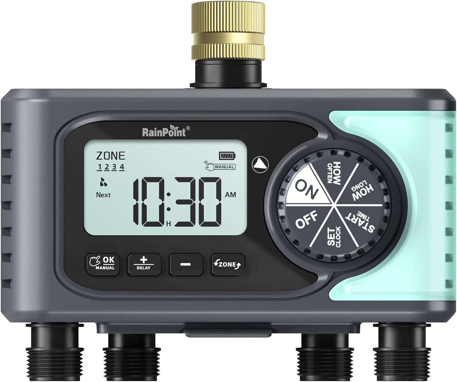 RAINPOINT Sprinkler Timer, 4 Outlets Hose Timer with Brass Inlet, Water Timer wi...