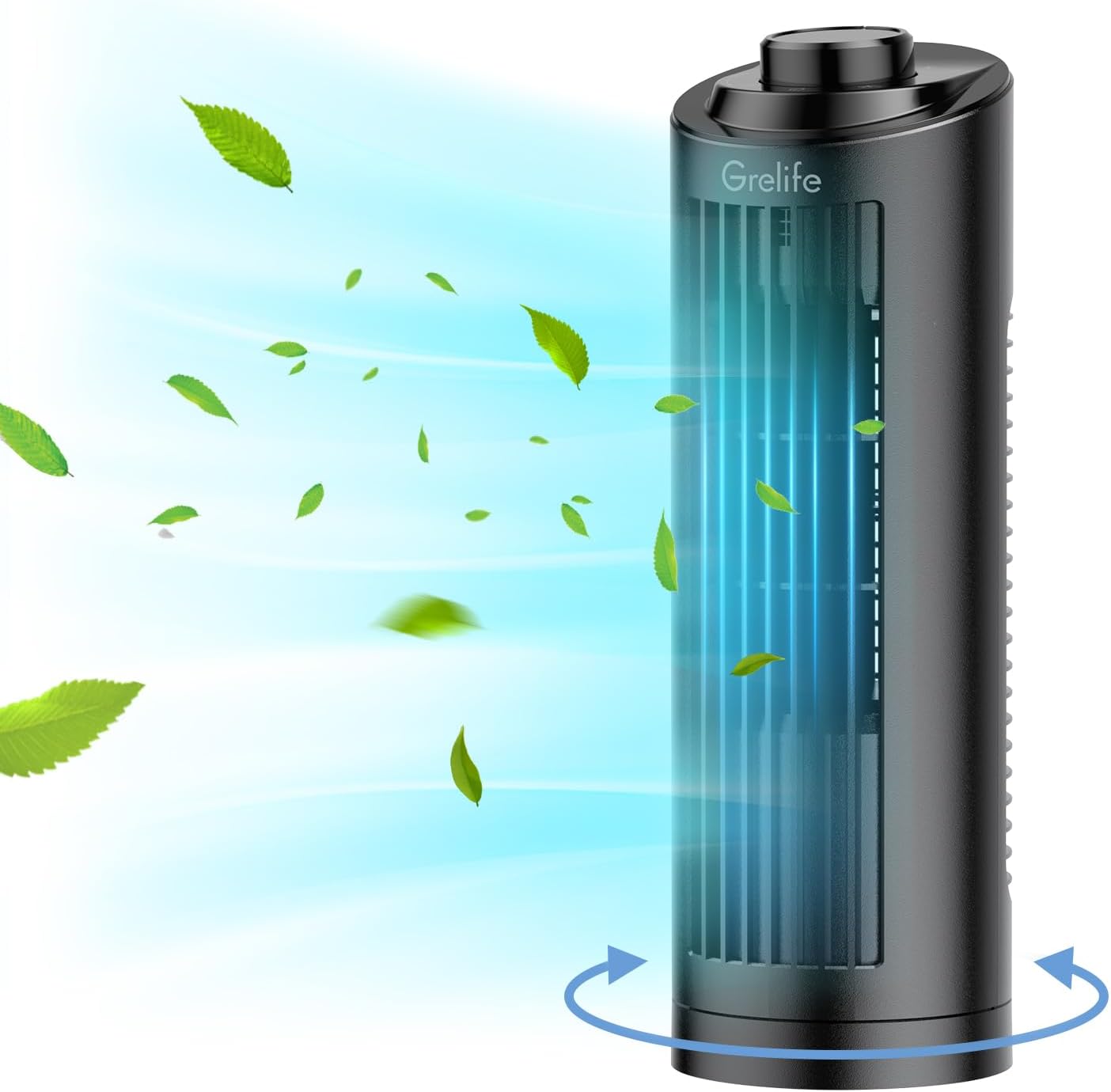 Grelife 13'' Tower Fan, Bladeless Desk Fan with 3 Speeds, Quiet Cooling, 70° Osc...