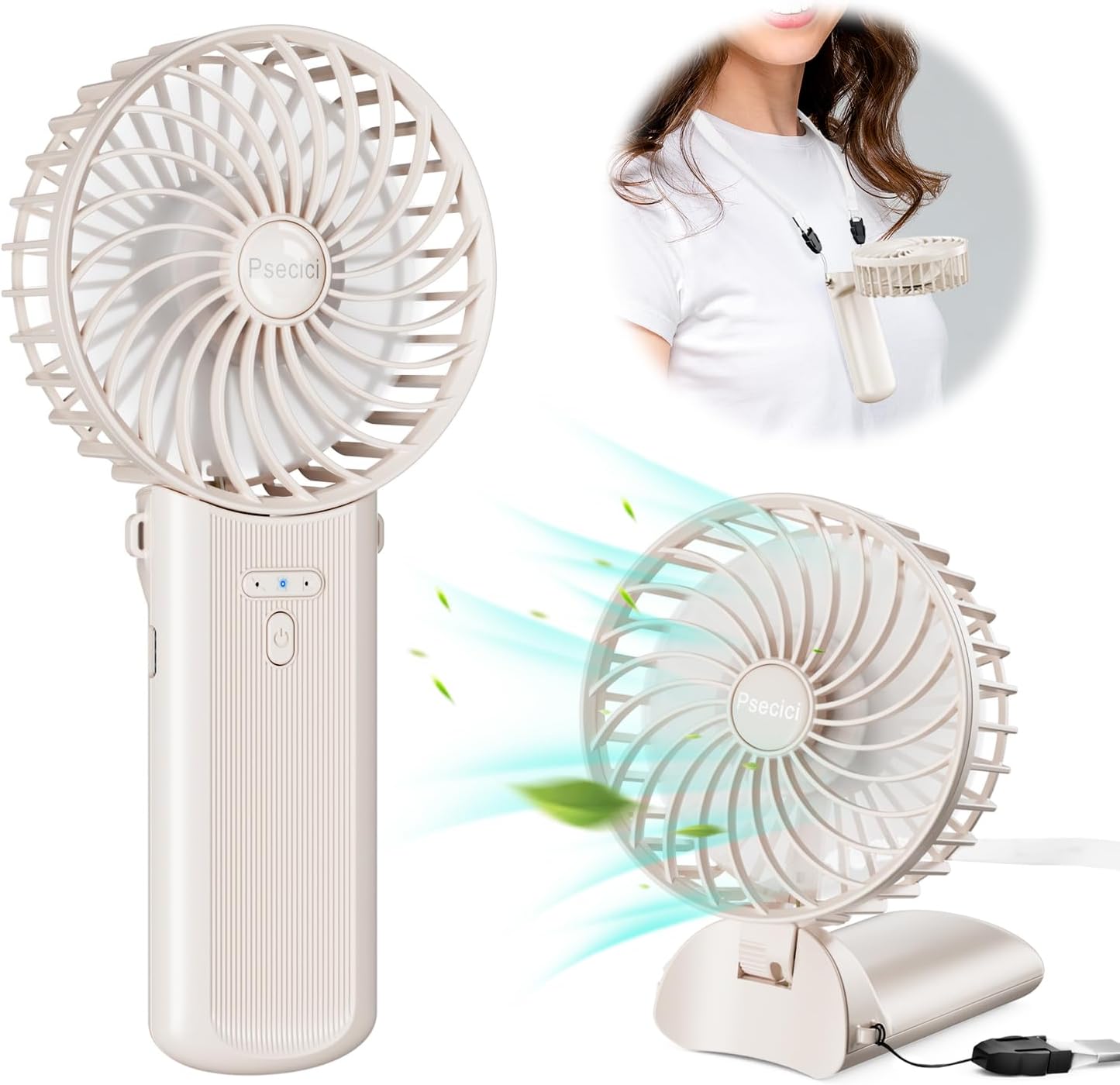 Handheld Fan, Mini Portable Fan with lanyard，4 Speeds Level Personal Fan, 180 D...