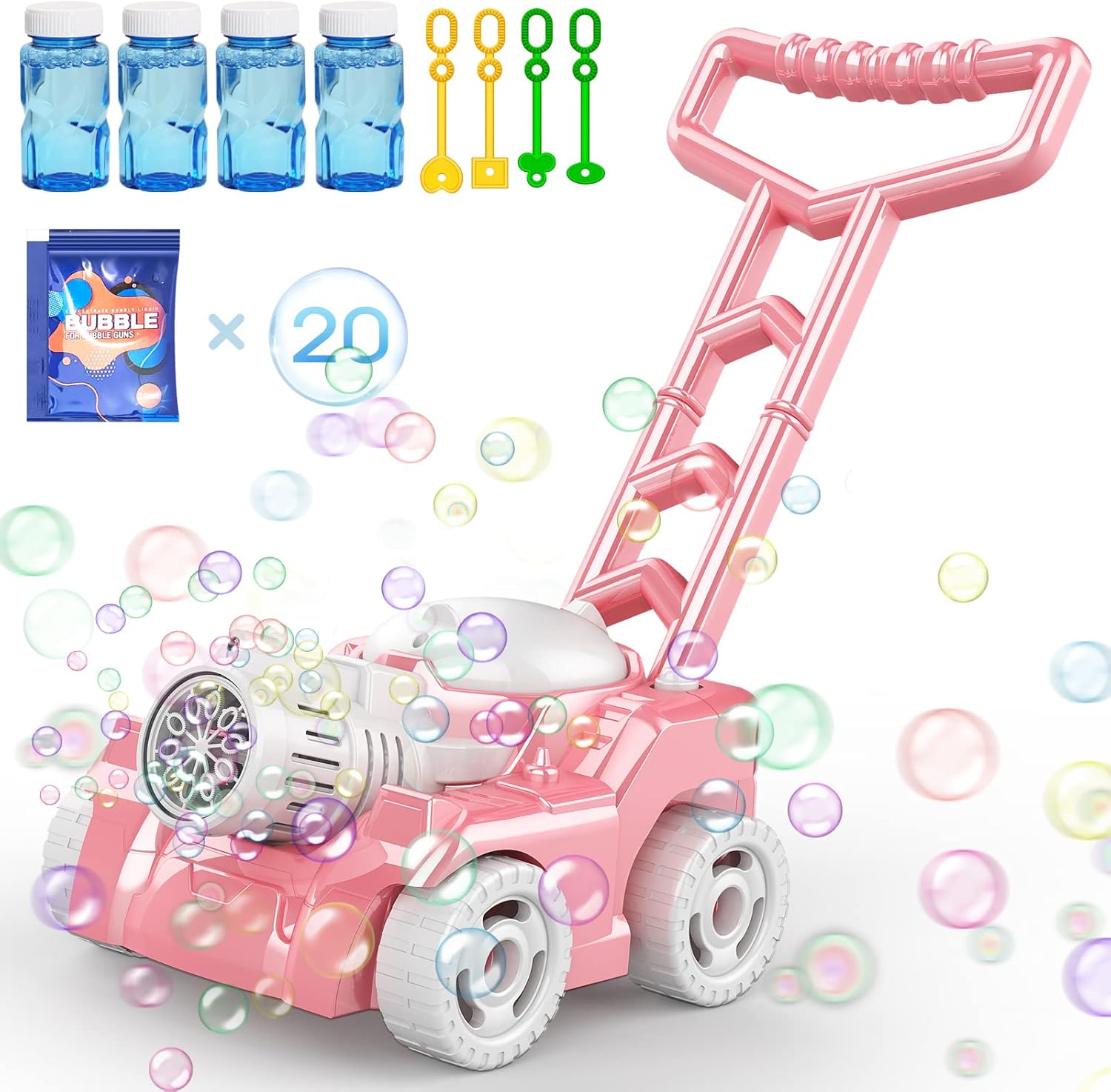 Bubble Machine,Bubble Blower Maker,Bubble Lawn Mower for Toddlers 1-3,Summer Out...