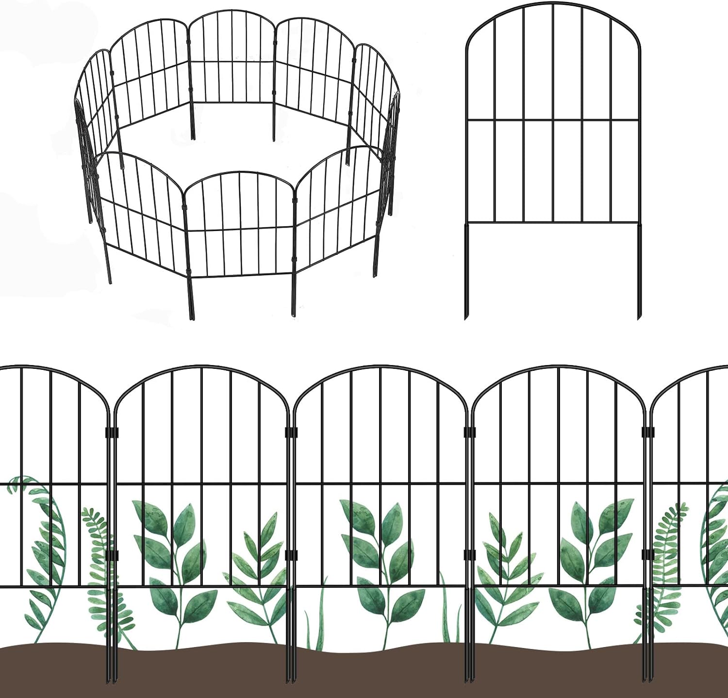 OUSHENG Decorative Garden Fence Fencing 10 Panels, 10ft (L) x 24in (H) Rustproof...