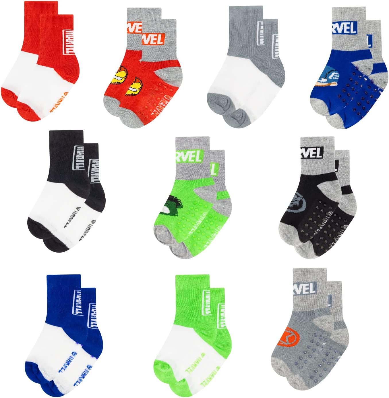 Spiderman Grip Socks, Socks for Toddler Boys, 10 Pack, Spider man Toddler Grippe...