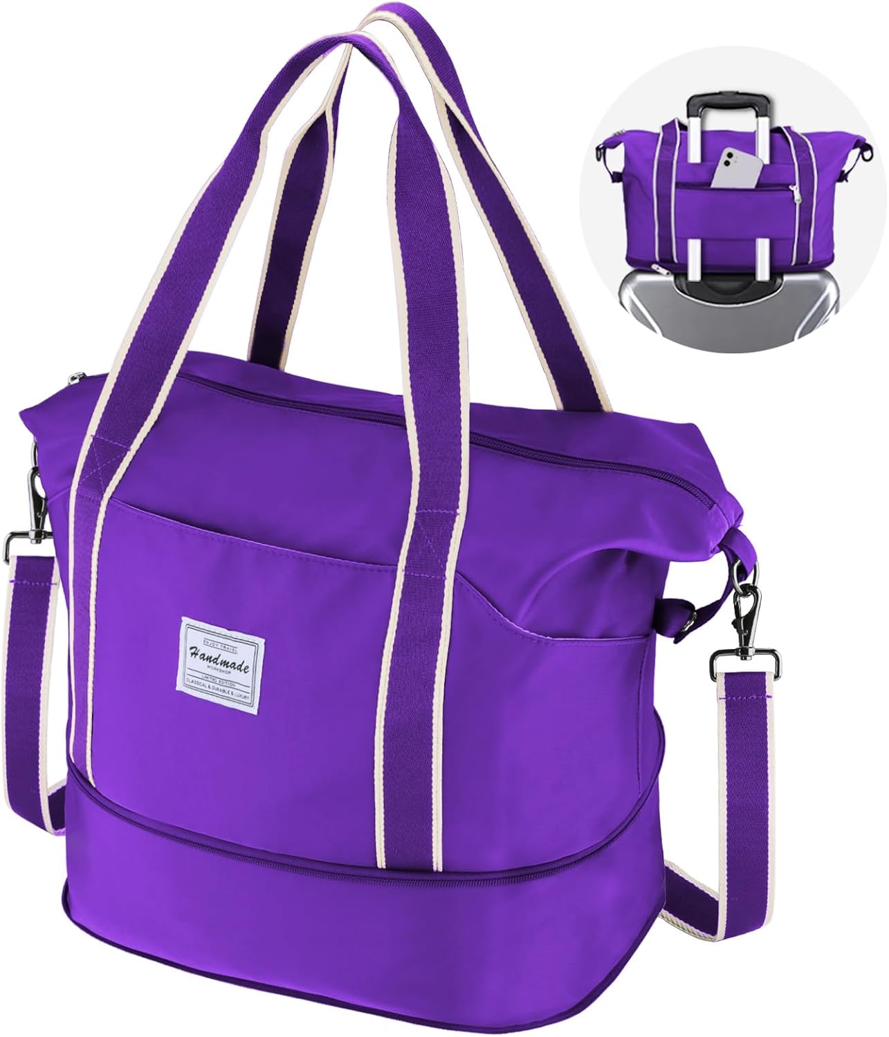 WALNEW Travel Duffel Bag, Weekender Overnight Carry On Bag for Women Men, Foldab...