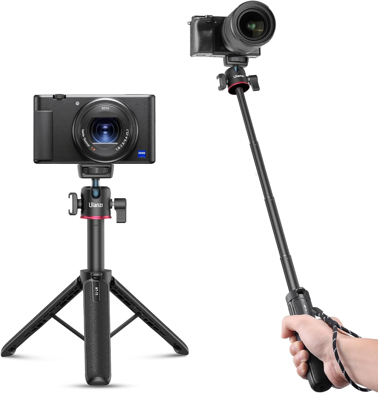 ULANZI MT-73 Extension Pole Tripod, Mini Selfie Stick Tripod Stand Handle Grip f...